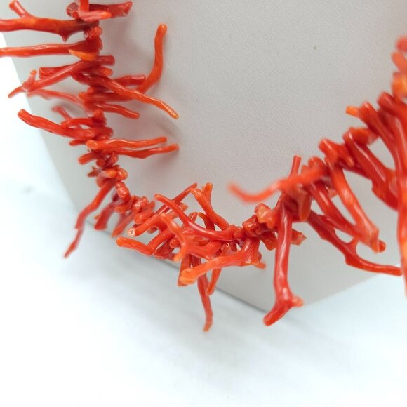 Native American Red Coral Branch Necklace With Barrel Clasp 19in Length - Picture 3 of 5